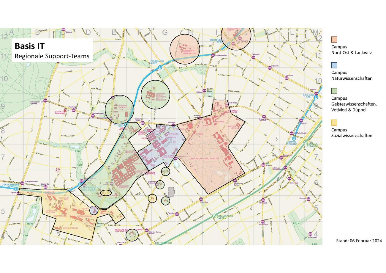 Campus der Freien Universität: Regional-Bereiche